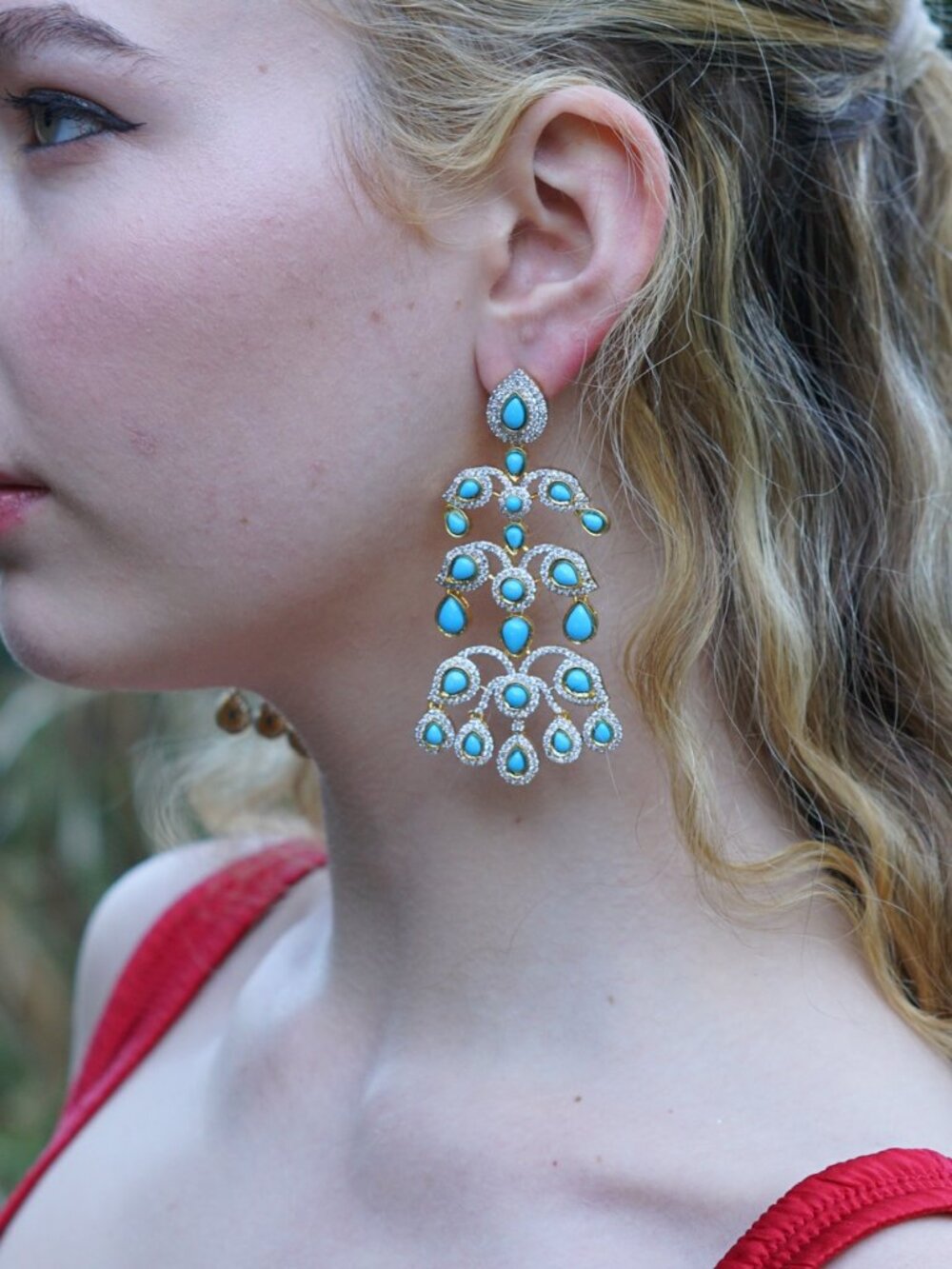 Blue Gold Earrings